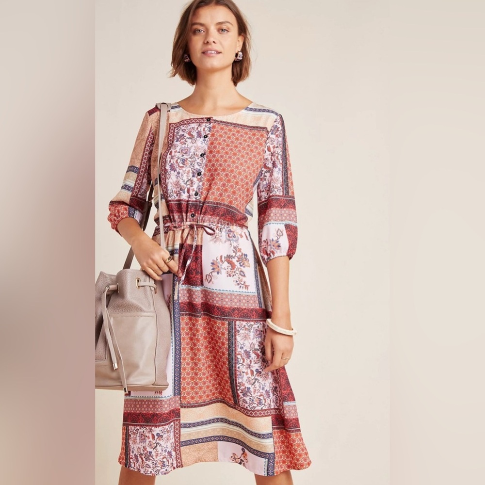 Aldomartins Patchwork Print Midi Dress‎